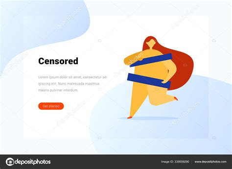 Censored Nude Naked Woman Girl Flat Vector Illustration Stock Vector
