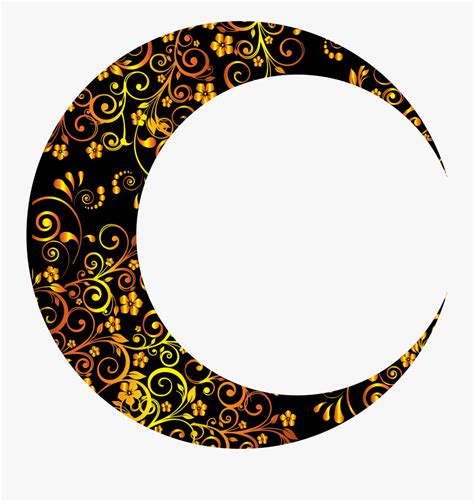 Gold Floral Crescent Mark Crescent Moon Design Transparent Background
