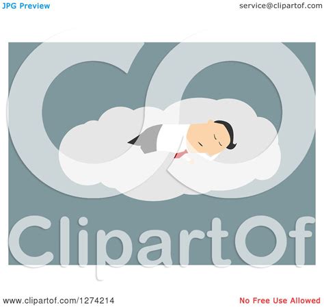 Clipart Of A Caucasian Businessman Sleeping On A Cloud Royalty Free