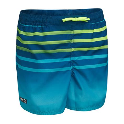 Kids Swim Shorts 100 Striped Turquoise