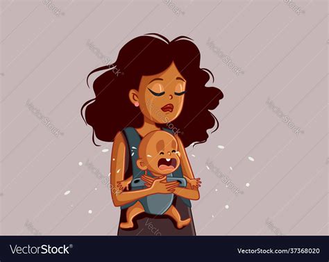 Sad African Mother Holding Crying Baby Royalty Free Vector