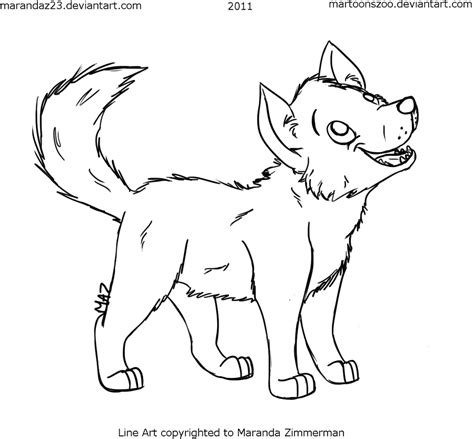 Free To Use Wolf Pup Line Art By Martoonszoo On Deviantart