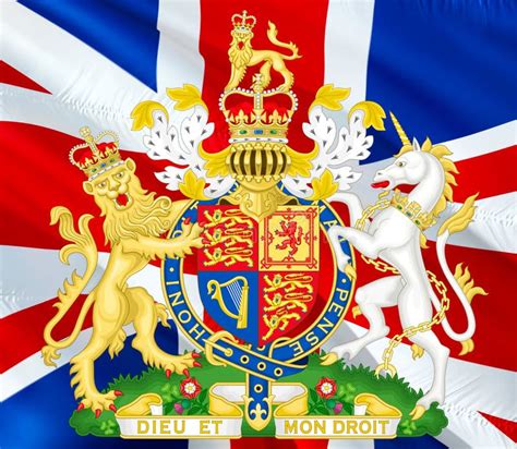 Escudo De Armas Real En Inglaterra Emblema Nacional De Gran Bretaña De Renderización 3d Fondo