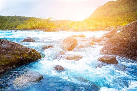 Clear Blue Mountain River Stock Image Image Of Sunlight 92820937