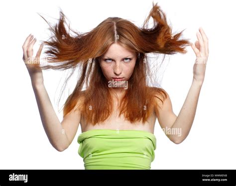 Portrait Of Beautiful Red Haired Model Posing Stock Photo Alamy