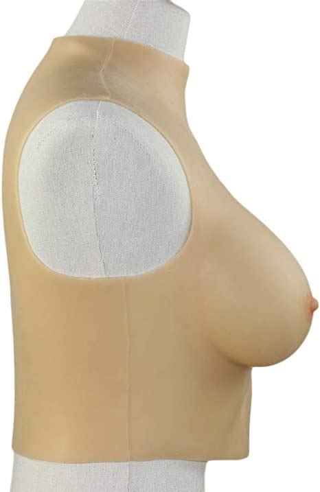 Ajusen Cossdresser Silikon Brust Bilden Fälschung Brüste Hoch Halsband Hälfte Körper Gelb Haut