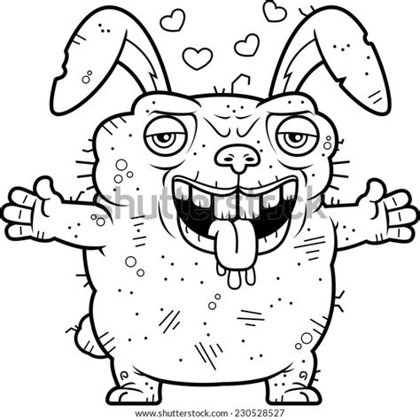 Cartoon Illustration Ugly Bunny Ready Give Stock Vector Royalty Free