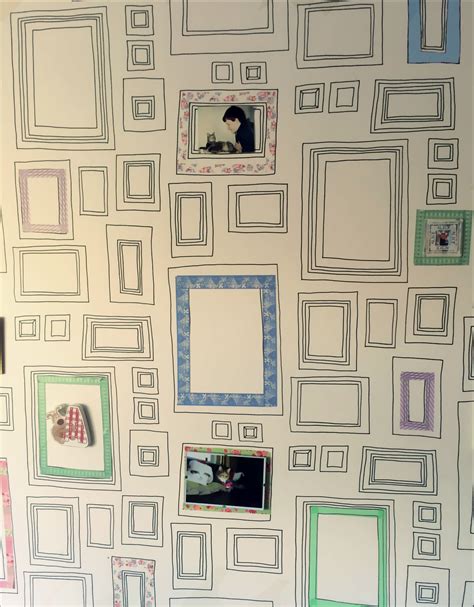 Framed Wallpaper Decorated With Patterned Tape Ideal For Framing