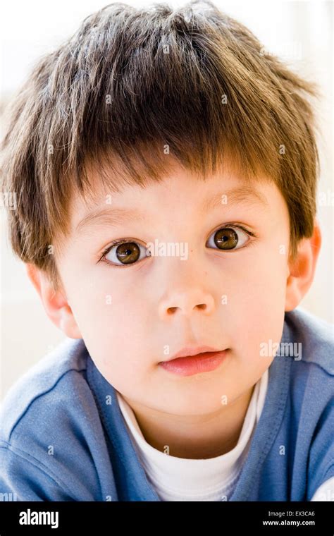 Caucasian Child Boy 5 6 Year Old Head And Shoulder Face Facing