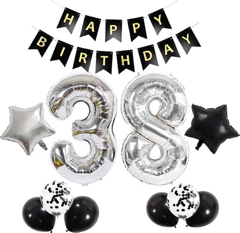 Qweqwe 38th Birthday Decoration Balloons Birthday Decoration 38 Year