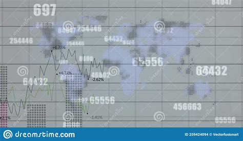 Image Of Financial Data Processing And Numbers Changing Over World Map