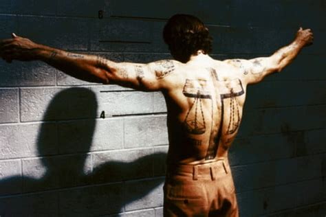 Robert De Niro In Cape Fear Arms Outstretched Showing Tattoo On His Back In Jail X Poster