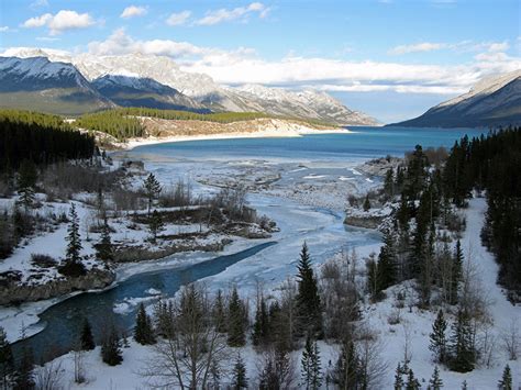 Picture Canada River Klein Lake Abraham Western Alberta Winter