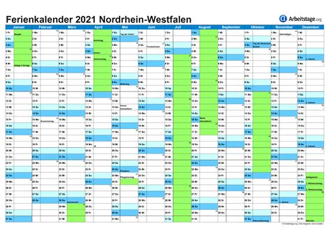 Jahreskalender 2019 Mit Ferien Und Feiertagen Nrw ...