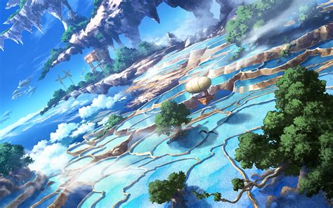Anime Artwork Landscape Nature Cyan Blue 1920x1200 Wallpaper