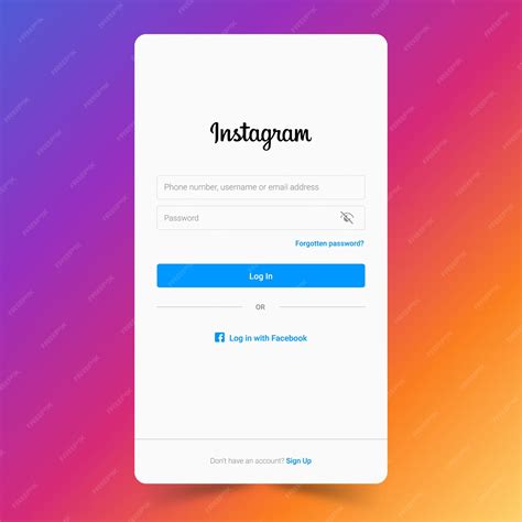 Premium Vector | Instagram social media mobile login screen or page