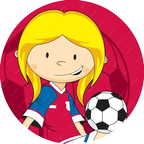 Premium Vector Cute Cartoon Girl Football Soccer Player Sports