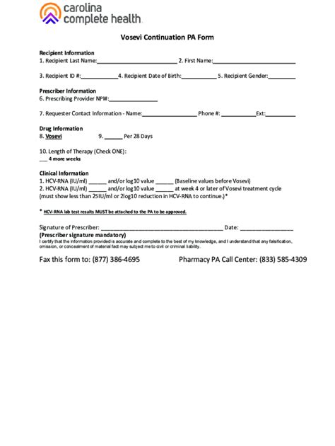 Fillable Online Vosevi Prior Authorization Form Wellcare Fax Email