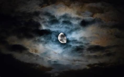 Download Wallpaper 1920x1200 Moon Clouds Night Sky