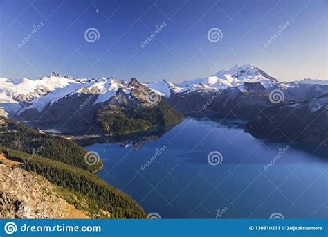 Blue Garibaldi Lake Snowy Mountains Panorama Ridge Landscape Bc Canada