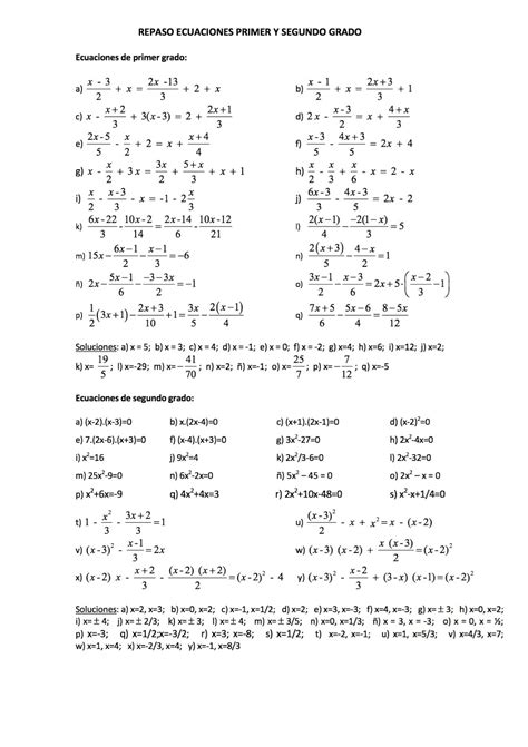 MatemÁticas 4º Eso Ejercicios Con SoluciÓn Sobre Ecuaciones De Primer