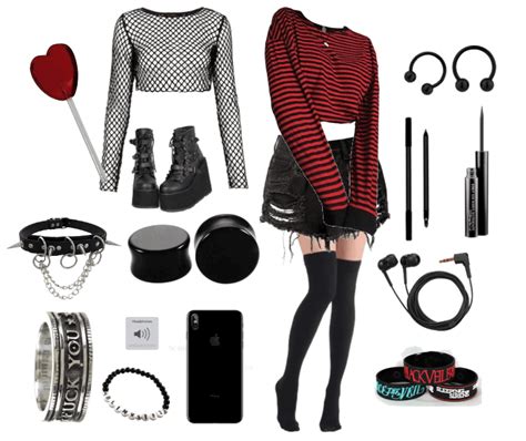 Red And Black Emoalternativescene Kid Outfit Outfit Shoplook
