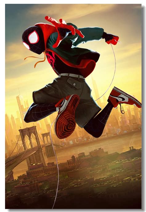 Custom Canvas Wall Mural Marvel Spider Man Miles Morales Poster Into