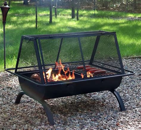 Northland 36″ Wood Burning Fire Pit With Cooking Grate Rectangle Sunnydaze Decor Home