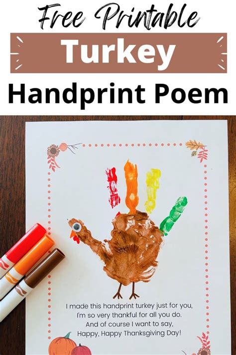 Free Printable Turkey Handprint Poem Printable Simply Full Of Delight