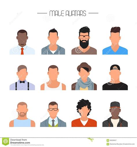 Male Avatar Icons Vector Set People Characters In Flat Style Faces