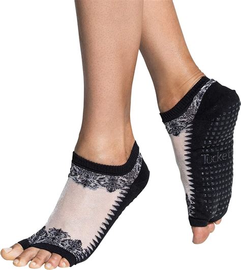 Flow Style Tucketts Yoga Pilates Toeless Socks With Grips For Women Non Slip Toe Socks For