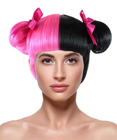 Melanie Martinez Double Bun Wig Hot Pink And Black Wig Premium
