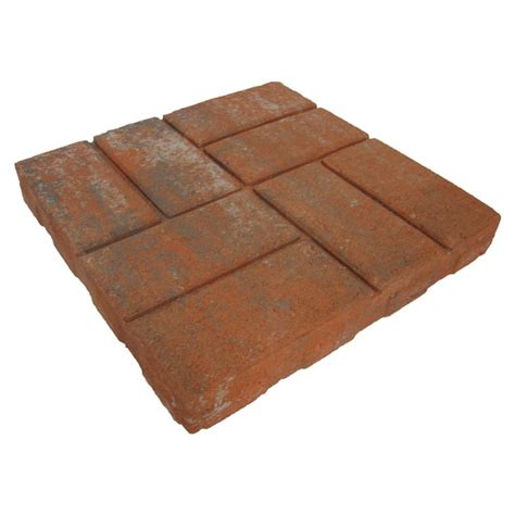 Weathered Brickface 16 In L X 16 In W X 2 In H Red Concrete Patio Stone