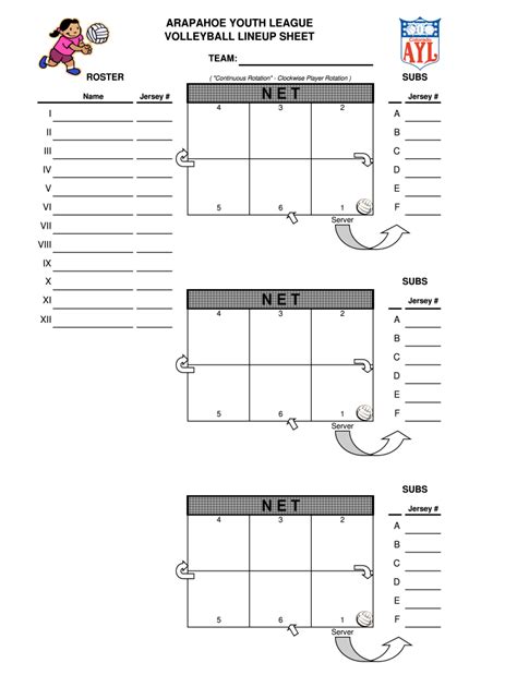 Free Printable Blank Volleyball Lineup Sheet