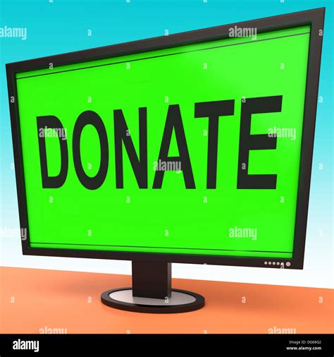Donate Computer Showing Charity Donating And Fundraising Stock Photo