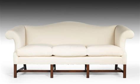 Attractive Mahogany Framed Camelback Sofa In The Manner Of Thomas