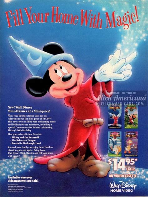 Walt Disney Mini Classics Now On Videotape 1988 Click Americana