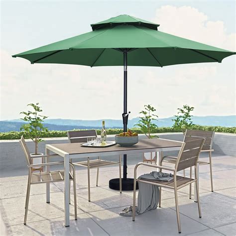 Outdoor Basic 11ft 2 Tiers Market Umbrella Patio Outdoor Table