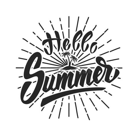hello summer hand drawn lettering phrase on white back stock vector illustration of letter
