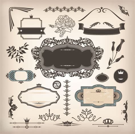 Vintage Elements Borders And Labels Vector Free Vector In Encapsulated