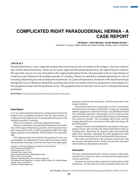 Pdf Complicated Right Paraduodenal Hernia A Case Report