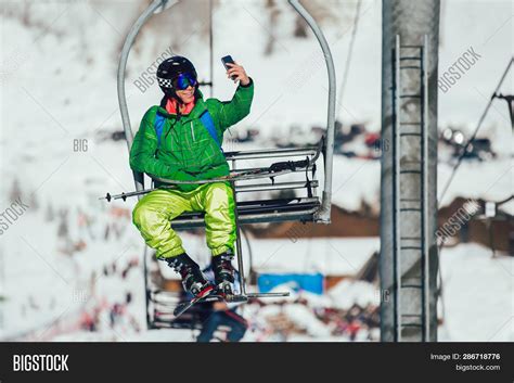 Happy Skier Taking Image And Photo Free Trial Bigstock
