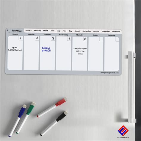 Flexible Magnets 425 X 11 Inches Weekly Dry Erase Magnetic Calendar