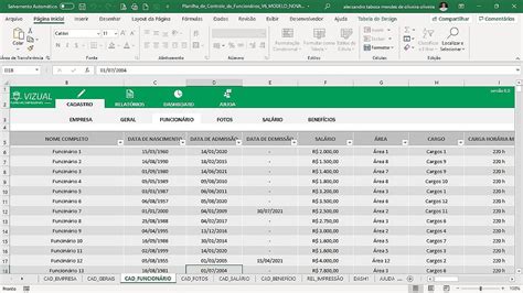 Planilha de Cadastro e Controle de Funcionários em Excel 6 0 Vizual
