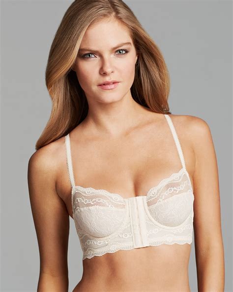 lyst b tempt d lace kiss unlined underwire front closure longline bra 911182 in white