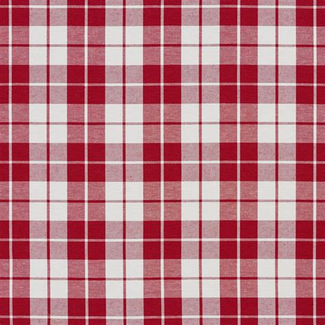 Red And White Plaid Cotton Heavy Duty Upholstery Fabric By The Yard