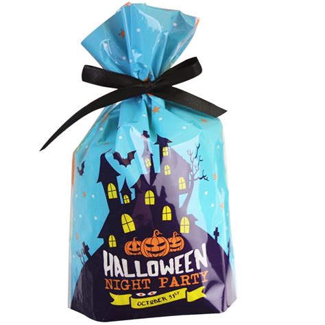 50pcs Halloween Treat Bag Plastic Cute Candy Bag Party Favor For