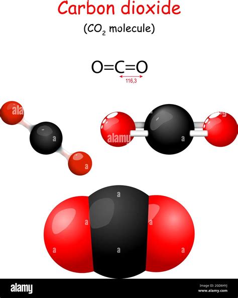 Carbon Dioxide Structural Chemical Formula Of Co2 Molecule Model