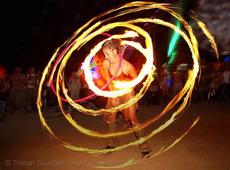 Gina Spinning A Fire Hulahoop Burning Man 2007