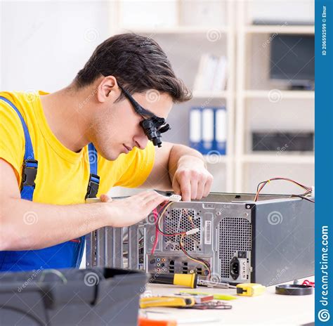 Computer Repair Technician Repairing Hardware Stock Image Image Of